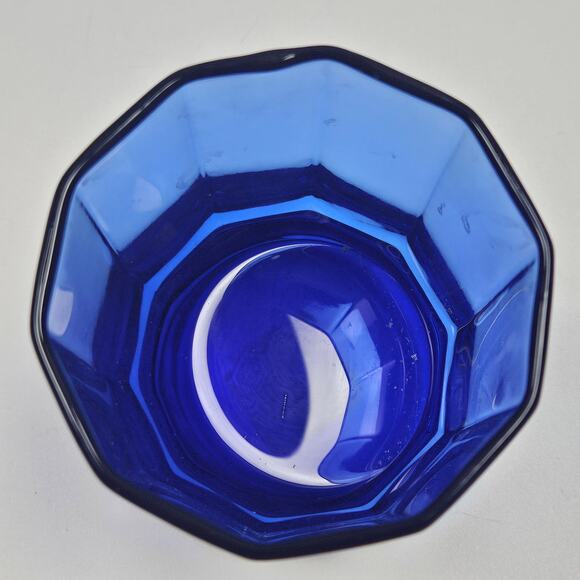 Vintage Anchor Hocking Cobalt Blue Panel Dbl Old Fashioned Glasses 9 oz Tall MCM - Picture 2 of 8